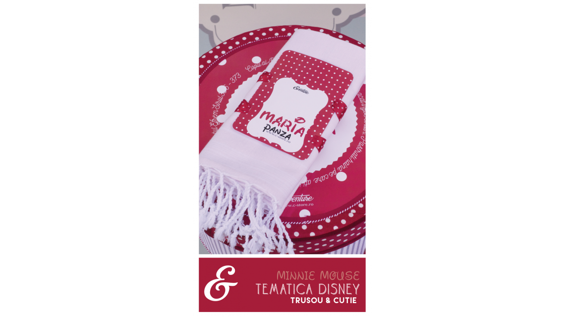 Trusou de botez pentru fetite de inspiratie Disney cu Minnie Mouse, Red Dots  11